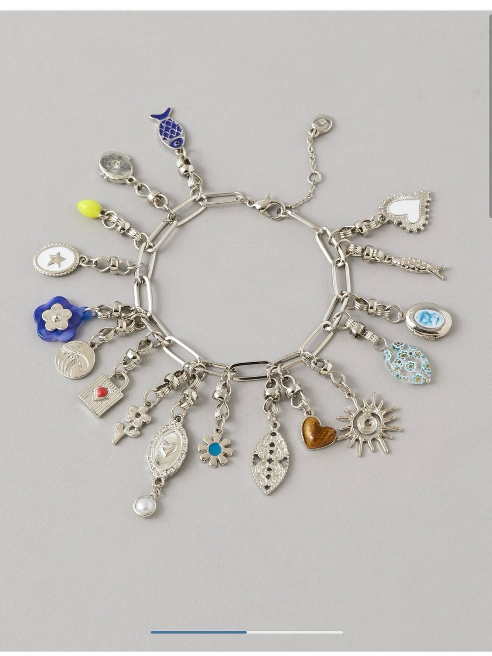 American Eagle Silver Multi-Charm Bracelet, SILVER
